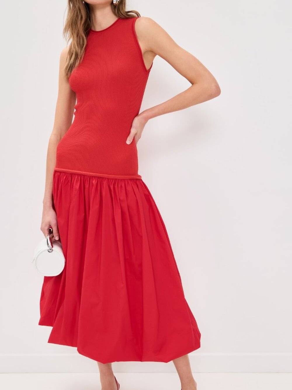 NWT Simon Miller Yanez Poplin Combo Dress in Cherry Red - Size S - Picture 5 of 6